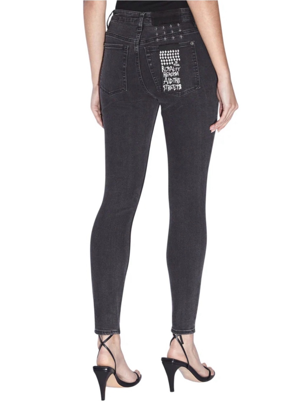 Ksubi Black Skinny Jeans with White Back-Pocket Graphic